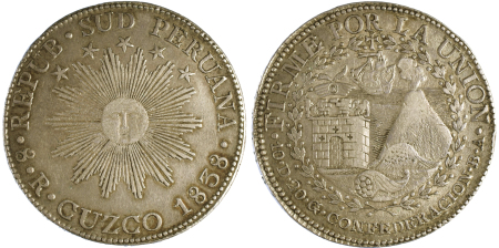 Peru (South) Cuzco 1838BA Ag 8 Reales