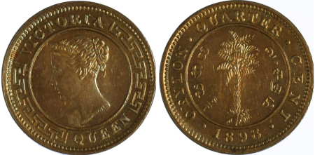 Ceylon 1898 Proof Cu ¼ Cent