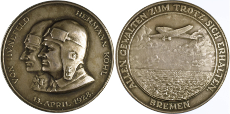 Germany 1928 (Ag) Medallion for the First East-West Transatlantic Flight
