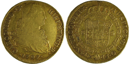 Peru 1797 Lima IJ Au; 8 Escudos