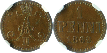 Finland 1869 Cu 1 Penni *MS 64 B*