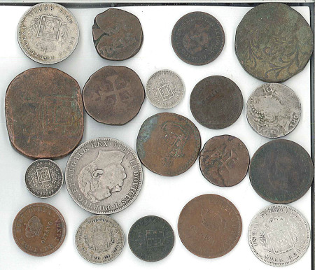 India (Portuguese) lot of 20 various coins- 1750 to 