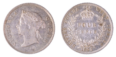 British Guiana 1891 (Ag) Four Pence
