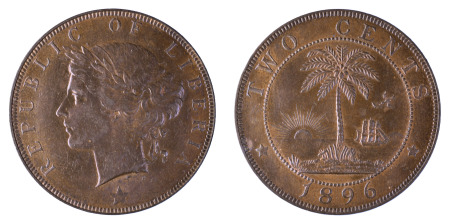 Liberia 1896H (Cu) 2 Cents