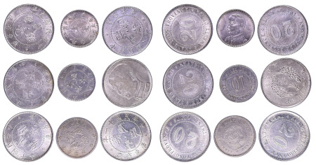 China Kwang-Tung province; 9 coin lot