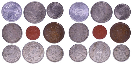 China Japanese Occupation; 9 coin lot