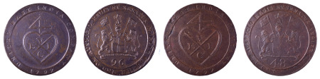 India (British E.I.C.) Madras Presidency 1797;  2 coin lot