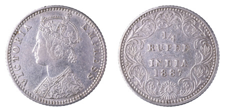 India (British) 1887 B Raised; 1/4 Rupee