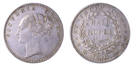 India (British E.I.C.) 1840 (b); 1/2 Rupee
