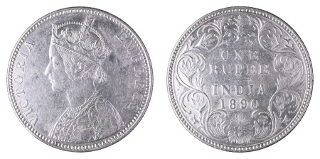 India (British) 1890 B Incuse; Rupee