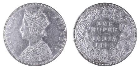 India (British) 1891 B Incuse; Rupee