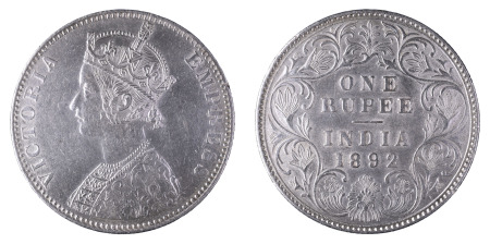 India (British) 1892 B Incuse; Rupee