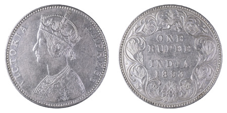 India (British) 1893 B Incuse; Rupee