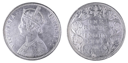 India (British) 1901 B Incuse; Rupee