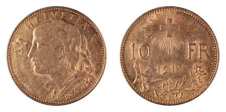 Switzerland 1911 B; 10 Francs