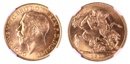 Great Britain 1916 Au; Sovereign *MS 64*