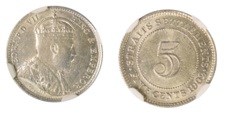 Straits Settlements 1903 Ag 5 Cents