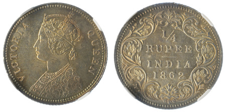 India / British 1862C Ag ¼ Rupee 