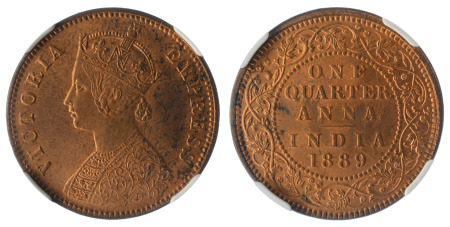 India / British 1889C Cu ¼ Anna