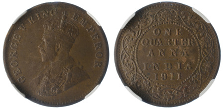 India (British) 1911 C Cu ¼ Anna