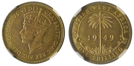 British West Africa 1949KN Brass 1 Shilling "Specimen"