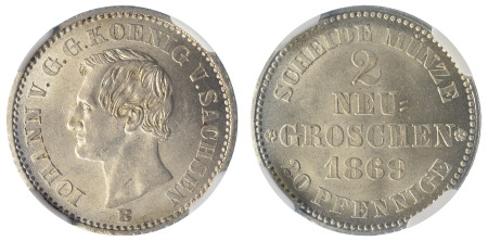Germany 1869B Ag Saxony 2 Neu-Groschen