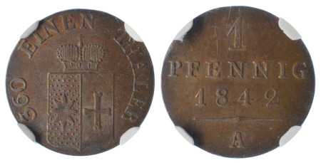 Germany 1842A Cu 1 Pfennig, Waldeck-Pyrmont