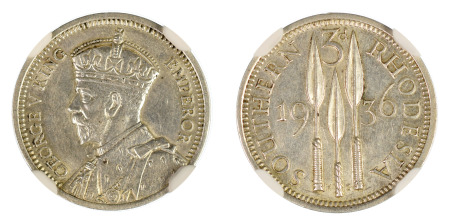 Southern Rhodesia 1936 3 Pence - AU 58