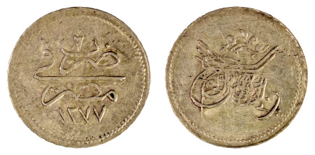 Egypt AH1277 year 6 Silver 20 Para (1865)