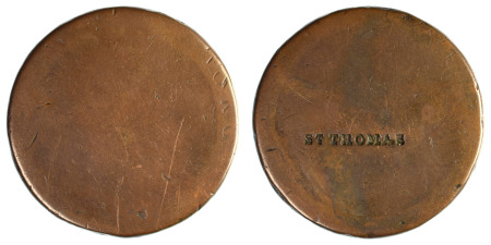 West Indies 1797 Cu Penny: St.Thomas Counter Stamp on George III Penny
