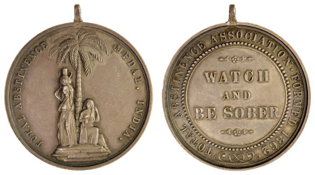India / British 1862 Ag Medal "The Temperance Medal" awarded to Mrs.H.Jackson