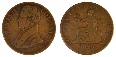 Jamaica 1825 (Cu) Penny token "British Colonies Trade"