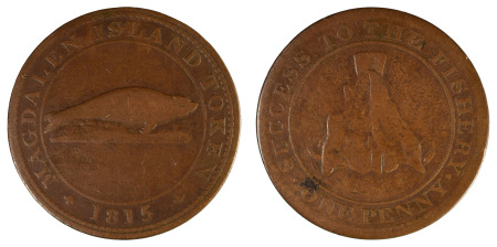 Canada 1815 Magdalen Islands Cu Penny Fisheries trade token