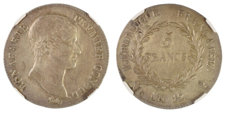 France 1803 AN 12Q Ag 5 Francs, Napoleon Premier Consul