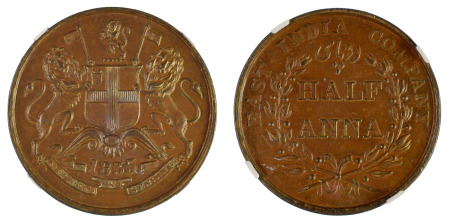 India / British EIC 1835B Cu 1/2 Anna