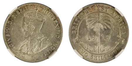 British West Africa 1919H Ag 2 Shillings