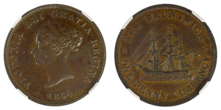 Canada 1854 / New Brunswick Penny *AU 55 BN*