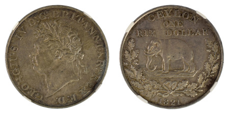 Ceylon 1821 Ag 1 Rixdollar *AU 55*