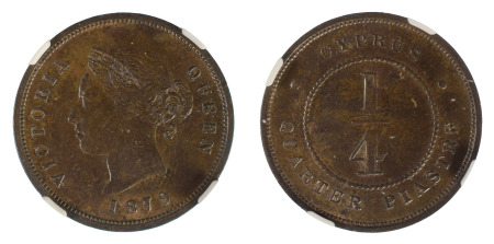 Cyprus 1879 Cu ¼ Piastre *MS 63 BN*