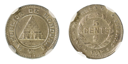 Honduras 1896/86 Ag 5 Centavos, KM 54 *MS 61*