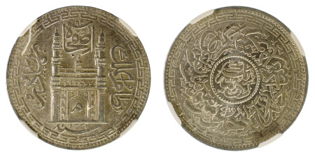 India / Princely States Hyderabad Ah1331//3 Ag Rupee Y-53a *MS 63*