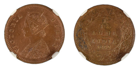 India / British EIC 1862(M) 1/12 Anna *MS 63 BN*