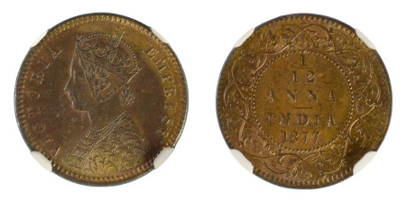 India / British 1877(C) 1/12 Anna *MS 63 BN*