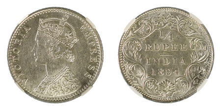 India / British 1894b Ag ¼ Rupee *MS 61*