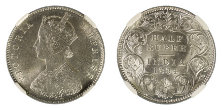 India / British 1894c Ag ½ Rupee *MS 63*