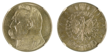 Poland 1935w Ag 10 Zlotych *MS 63*