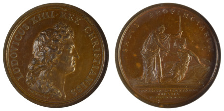 France 1666 Bronze Medal "Provincial Order Tribunal" by J.Mauger - (41mm) *MS 64 BN*
