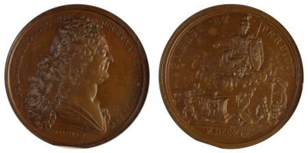 France 1719 Bronze Medal "Director Of Currency" by Du Vivier - (42mm) *MS 65 BN*