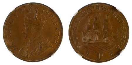 South Africa 1935 1 Penny, NGC MS 63 BN ,  KM 14.3