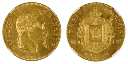 France 1869A Au 100 Francs  MS62